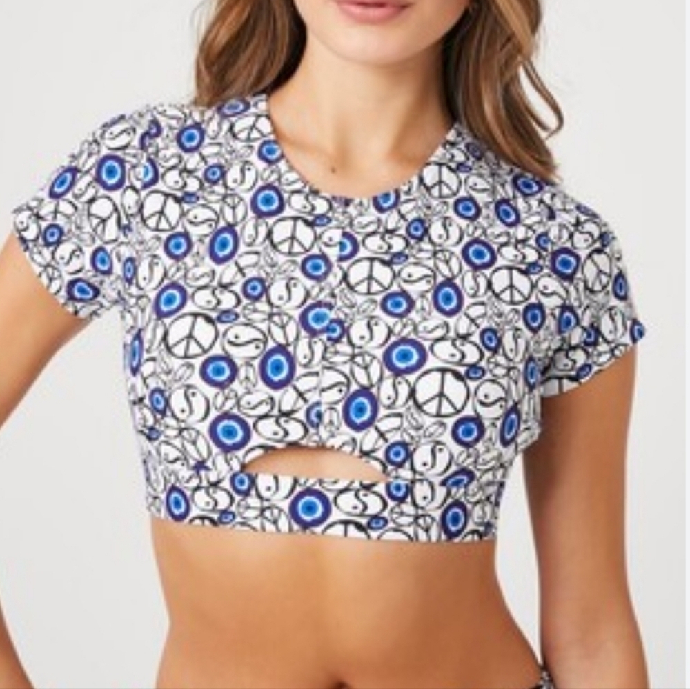 Forever 21 Evil Eye Rash Guard Swim Set